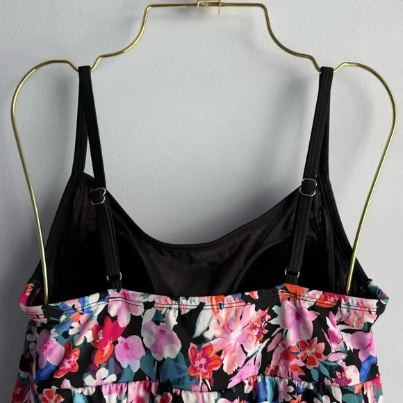 Swim Solutions Women’s Floral Tummy Control Empire Swim Dress Size 10